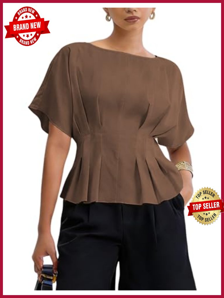 Short Sleeve Crewneck Peplum T-Shirt Blouse